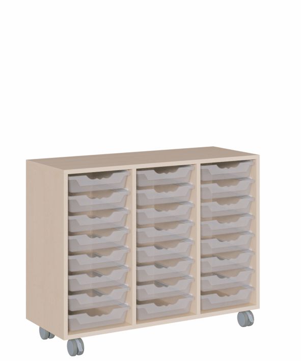 K Regal 105 x 82,5 cm, fahrbar, 24 ErgoTray Boxen M